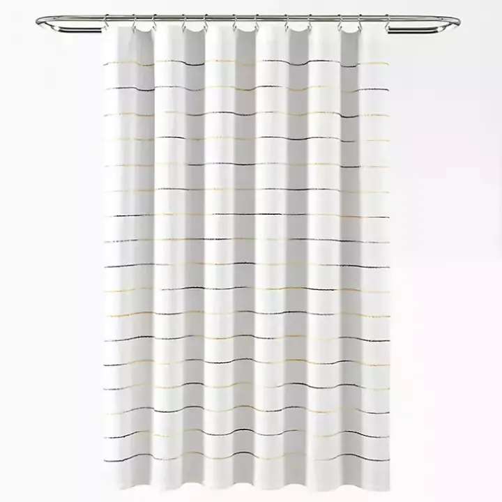 Yellow and Gray Ombre Stripe Shower Curtain