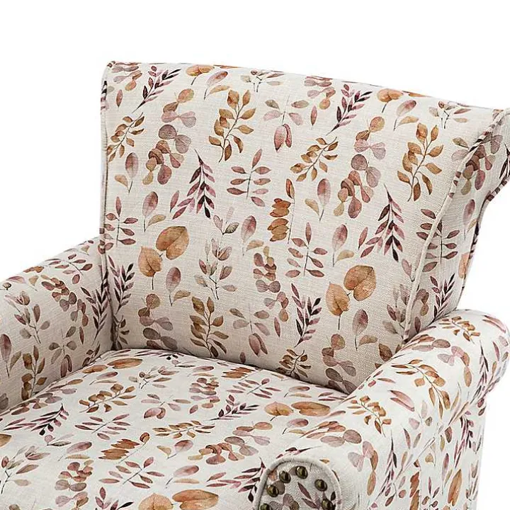 Yellow and Orange Leaf Upholstered Accent Chair