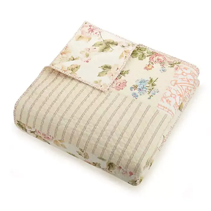Yellow and Pink Patchwork Blooms Full/Queen Quilt