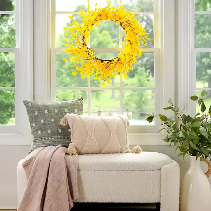 Yellow Forsythia Flowers Wreath