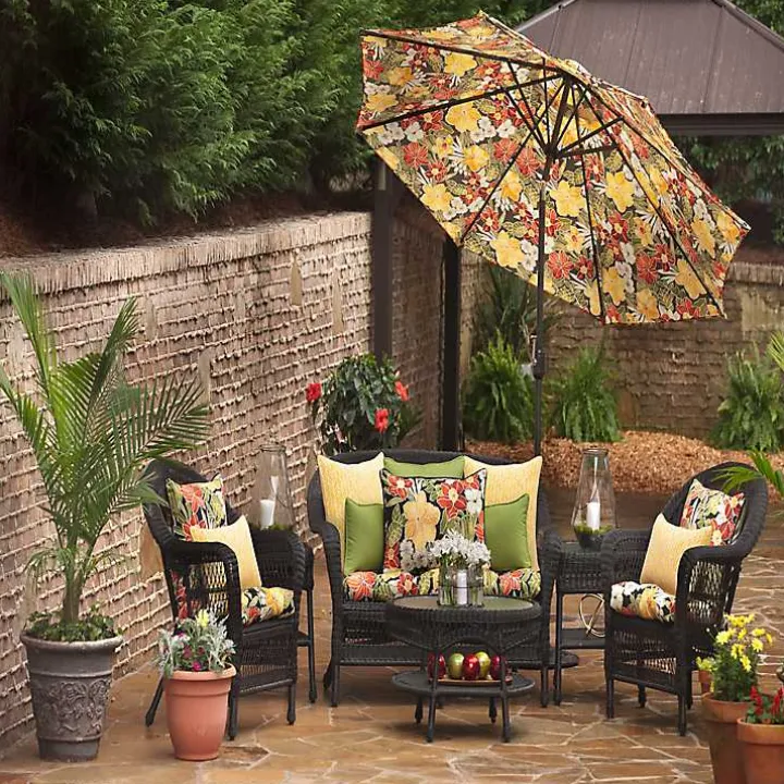 Yellow Herringbone Outdoor Lumbar Pillow Set