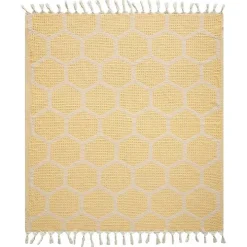 Yellow Honeycomb Cotton Throw