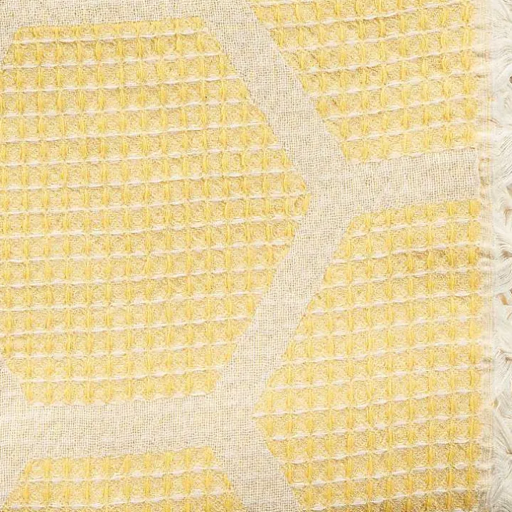 Yellow Honeycomb Cotton Throw