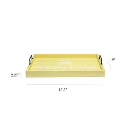 Yellow Hoppy Easter Wood Tray