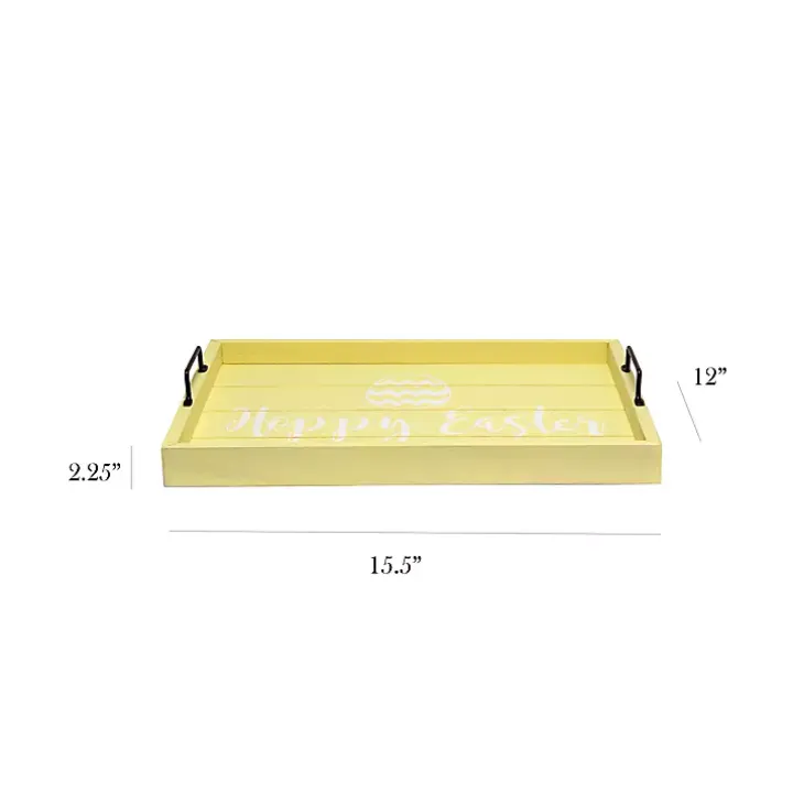 Yellow Hoppy Easter Wood Tray