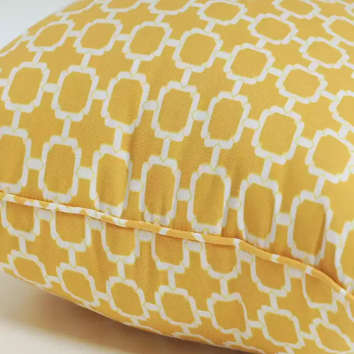 Yellow Pattern Outdoor Lumbar Pillows, Set of 2