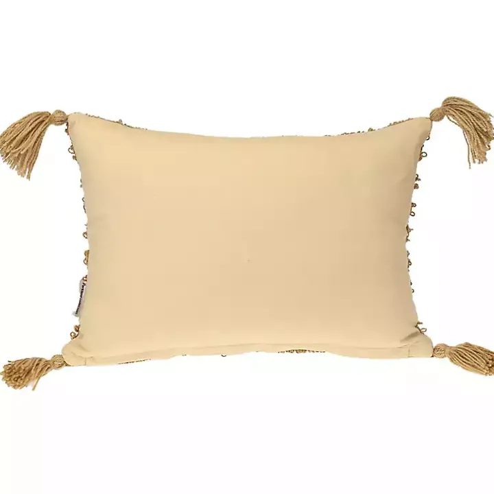 Yellow Woven Stripes Lumbar Pillow