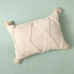 Zoey Ivory Diamond Tufted Lumbar Pillow